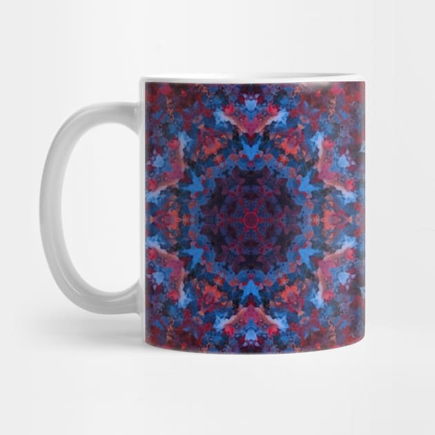 Digital Mandala Red Orange and Blue by WormholeOrbital